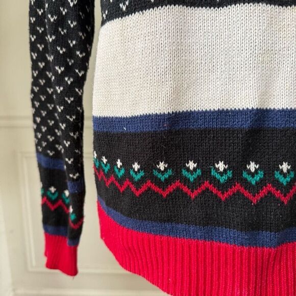 Vintage 90s Jordache Novelty Sweater Applique Embroidered Mock Neck Sweater M - Picture 8 of 10